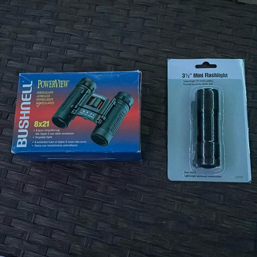 New Binoculars and a mini flashlight